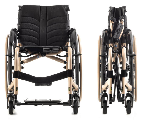 Close-up of the 7000-series aluminum welds on the Quickie QS7 rigid wheelchair